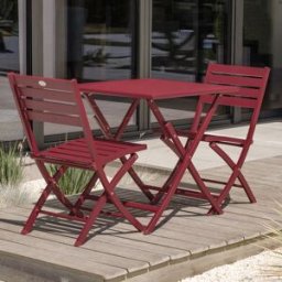 City Garden - Ensemble de jardin Table pliante Marius TB70 + 2 Chaises Marius CP pliantes carmin - 70x70x73 cm OS