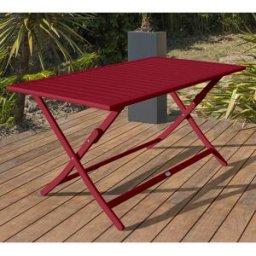 City Garden - Table de jardin pliante Marius en aluminium rouge - 140x80xH.73 cm OS