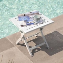 City Garden - Table basse de jardin pliante Marius en aluminium blanche - 43x43x40 cm OS