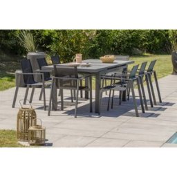 DCB Garden - Ensemble de jardin Table venise extensible gris anthracite - 190/250x95x77 cm OS