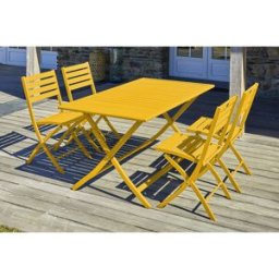 City Garden - Ensemble Table de jardin Marius TB140 pliante + 4 Chaises Marius CP pliantes moutarde - 140x80x73 cm OS