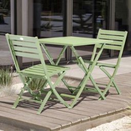 City Garden - Ensemble de jardin Table pliante Marius TB70 + 2 Chaises Marius CP pliantes lagune - 70x70x73 cm OS