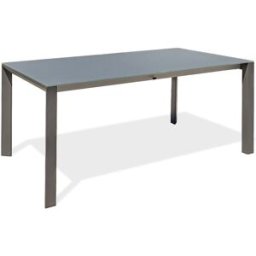 DCB Garden - Table de jardin Honfleur aluminium avec plateau en verre extensible gris anthracite - 180/250x100x74 cm OS