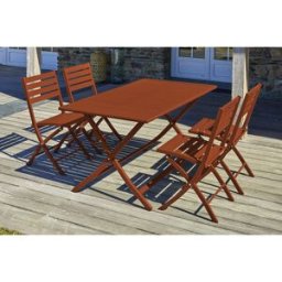 City Garden - Table de jardin MARIUS-TB140-TERRA pliante + 4 Chaises MARIUS-CP-TERRA pliantes terracotta OS