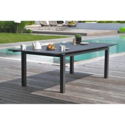 DCB Garden - Table de jardin Miami extensible gris anthracite - 180/240x100x77 cm OS