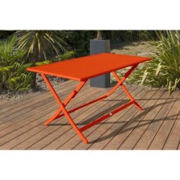 City Garden - Table de jardin pliante Marius en aluminium orange - 140x80x73 cm OS