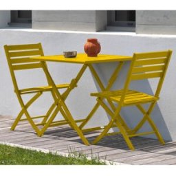 City Garden - Ensemble de jardin Table pliante Marius TB70 + 2 Chaises Marius CP pliantes moutarde - 70x70x73 cm OS