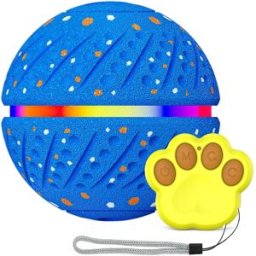 INF Balle intelligente automatique roulante pour chien avec télécommande, TPU anti-morsures et charge USB-C Bleu