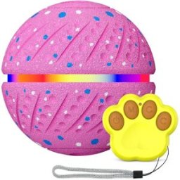 INF Balle intelligente automatique roulante pour chien avec télécommande, TPU anti-morsures et charge USB-C Rose