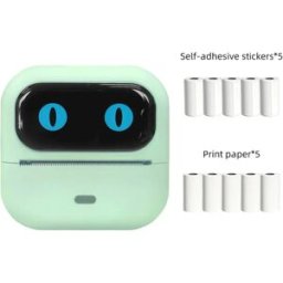 INF Mini imprimante thermique portable compatible avec Apple et Android, avec 10 rouleaux de papier et interface Type-C Vert