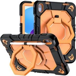 INF Coque tablette en silicone et PC compatible avec l'iPad Apple 11 pouces A16 2025 et 10e génération 2022 10,9 pouces Noir Orange