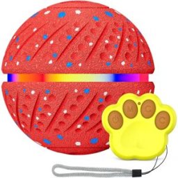 INF Balle intelligente automatique roulante pour chien avec télécommande, TPU anti-morsures et charge USB-C Rouge