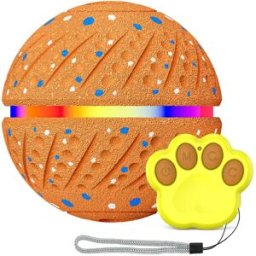 INF Balle intelligente automatique roulante pour chien avec télécommande, TPU anti-morsures et charge USB-C Orange