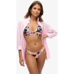 Superdry Femme Bas de Bikini Classique Imprimé Noir Taille: 42