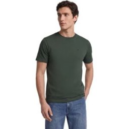 Silbon T-shirt à Manches Courtes Plain Mini Logo Patch Khaki XL Homme