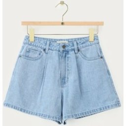 Short plissé en jean bleu My Jewellery Bleu L femme