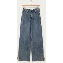 Jean large bleu avec franges et strass My Jewellery Bleu 29 femme