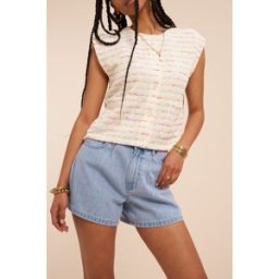 Short plissé en jean bleu My Jewellery Bleu femme