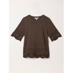 Fat Face FatFace Crochet Detail T-Shirt Brun FR 38 (EU 36)