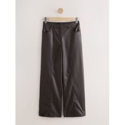 Next Faux Leather Textured Wide Leg Trousers Brun FR 40 Petite (EU 38 P)
