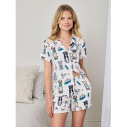 Chelsea Peers Chelsea Peers The Bark Court Print Button Up Short Pyjamas Set naturel FR 44 (EU 42)