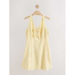 Next Robe mini licol à naud jaune FR 56 (EU 54)