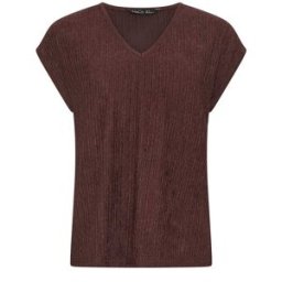 M & Co M & Co Petite Textured V-Neck T-Shirt Brun FR 42 Petite (EU 40 P)