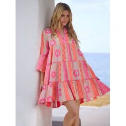 South Beach South Beach Jaquard Long Sleeve Mini Dress Rose FR 42 (EU 40)