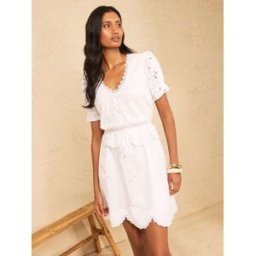 Love & Roses Love & Roses Broderie Frill Detail Tie Mini Dress pâle FR 42 (EU 40)