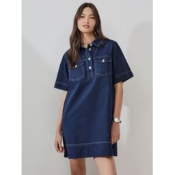 Next Robe chemise utilitaire mini bleu FR 36 (EU 34)