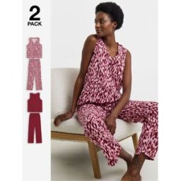 JD Williams JD Williams Value Pyjamas Set 2 Pack Imprimé animal FR 54-56 (EU 52-54)