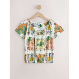 Next T-shirt à manches courtes et col dégagé à ourlet bouffant crème FR 36 (EU 34)
