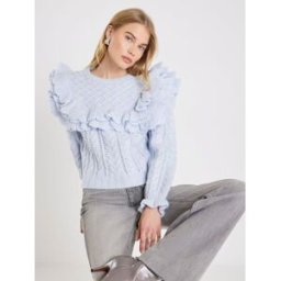 River Island River Island Frill Detail Cable Knit Jumper bleu M (FR 42-44)