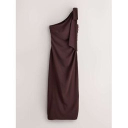 Next Robe de demoiselle d'honneur maxi asymétrique à naud Brun FR 40 Petite (EU 38 P)