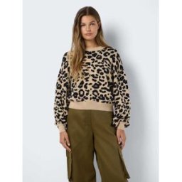 NOISY MAY NOISY MAY Leopard Long Sleeve Jumper Brun FR 44 (EU 42)