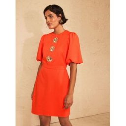 Love & Roses Love & Roses Puff Sleeve Gold Button Mini Dress orange FR 48 (EU 46)