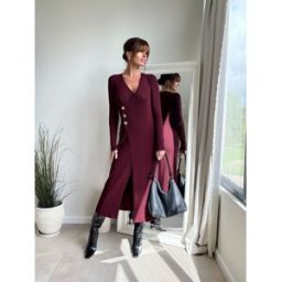 Style Cheat Style Cheat Jewel Mixed Button Midi Dress Brun FR 42 (EU 40)