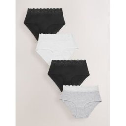 Next Lot de 4 culottes en coton et dentelle Noir FR 38 (EU 36)