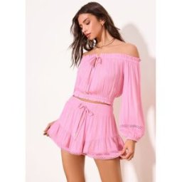 Lipsy Jupe-short de plage Lipsy à paillettes métallisé et Effet froissé Rose XL (FR 50-52)