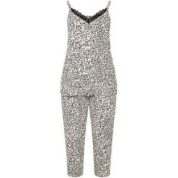 Yours Curve Yours Curve Soft Touch Cropped Pyjamas Set crème FR 56-58 (EU 54-56)