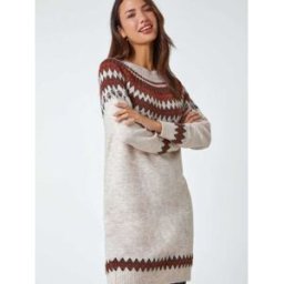 Roman Robe pull en tricot doux à motif jacquard Roman Brun FR 42 (EU 40)