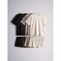The Set Ensemble 4 Pack Essentiels T-shirt et pyjama court Noir XL (FR 50-52)