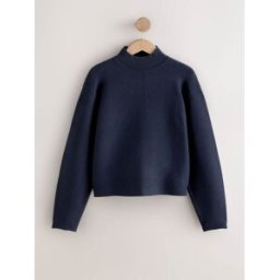 Next Pull ultra-doux à col montant et coutures apparentes bleu XL Regular (FR 50-52)