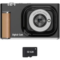INF Mini appareil photo numérique magnétique détachable 5K, 75 mégapixels, zoom 18x et écran rabattable à 180° Le noir