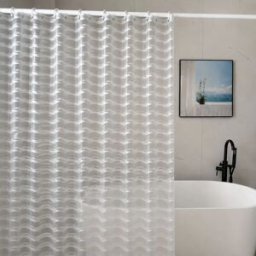 INF Rideau de douche 3D vague d'eau transparent en PEVA, imperméable et résistant à la moisissure