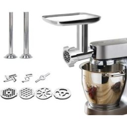 INF Kit d'accessoires hachoir à viande compatible avec les robots Kenwood Chef, poussoir à saucisses et presse-pâte argenté