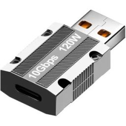 INF Adaptateur USB-C femelle vers USB-A mâle 120 W avec boîtier en aluminium et charge rapide PD