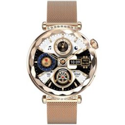 AVIZAR Montre Connectée Crystal Avec Cadran Strass Appels Et Suivi Santé Dorée