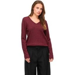 Vila Pull à Col En V Ril Port Royale / Dark Melange 2XL Femme