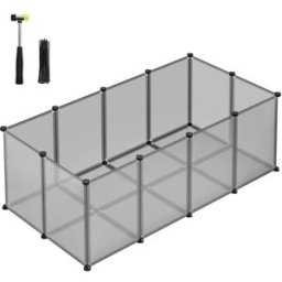 SONGMICS Parc enclos modulable, Gris / 125 x 63 x 42 cm